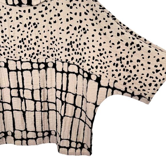 Habitat Oversized S/XS Small Extra Small Beige Wearable Art to Wear Shirt Top - Picture 7 of 9